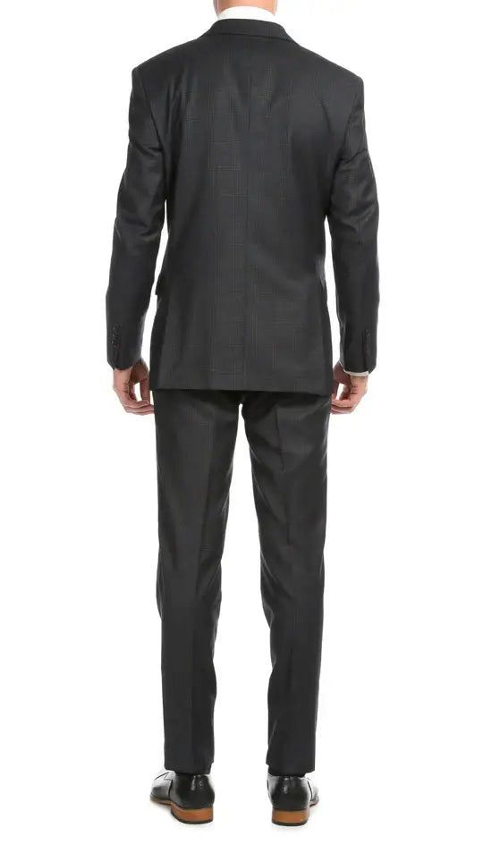 Ferrecci - Yves Premium Wool Plaid 2pc Slim Fit Suit Set: Blue Plaid / 40R/34W
