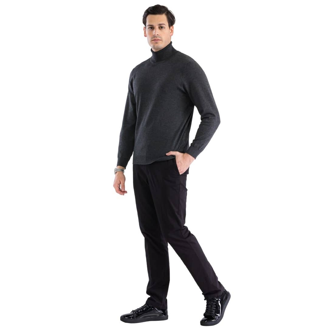 Ferrecci - Men's Pullover Turtleneck Sweater: Charcoal / Medium