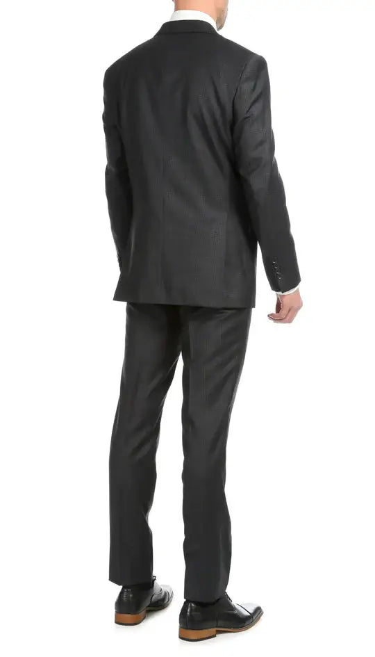 Ferrecci - Yves Premium Wool Plaid 2pc Slim Fit Suit Set: Blue Plaid / 40R/34W