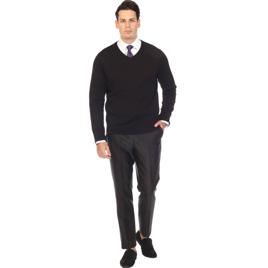 Ferrecci - Sam Jacobi Men's Pullover Knitted Sweater V-neck: Black / Large